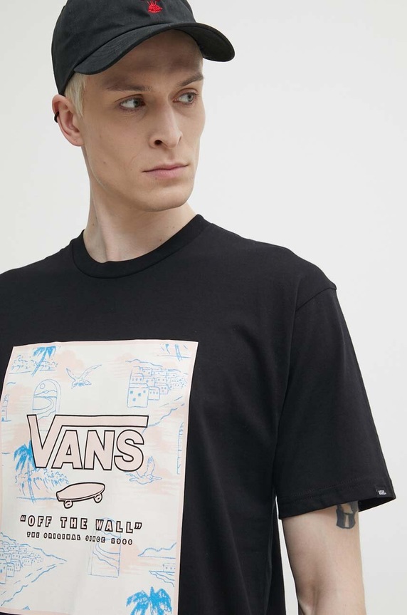 Bavlnené tričko Vans čierna VN0A5E7YCYV1