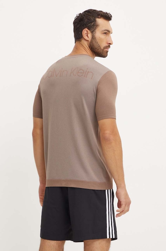 Tréninkové tričko Calvin Klein Performance hladký hnědá 00GMS4K164