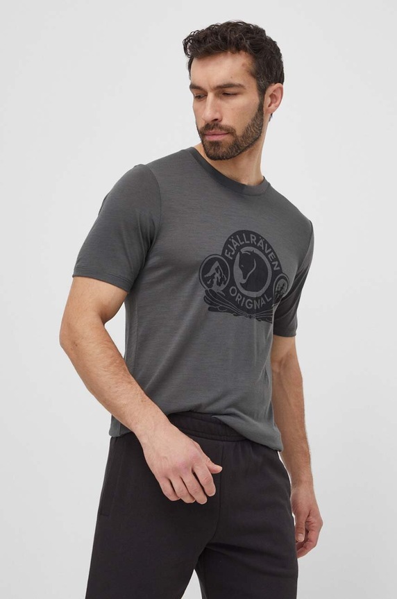 Fjallraven t-shirt wełniany Abisko Wool Classic szary F84117.050