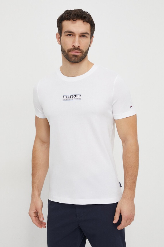 Odzież Tommy Hilfiger t-shirt bawełniany MW0MW34387 biały