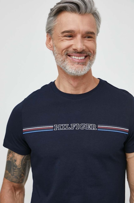 Oblečenie Bavlnené tričko Tommy Hilfiger MW0MW34428 tmavomodrá