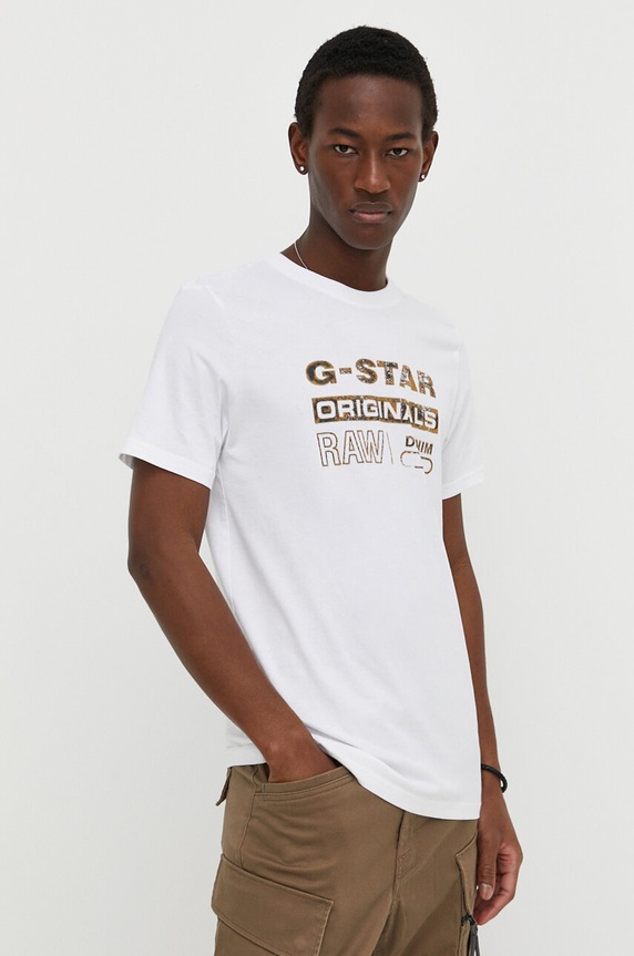 Βαμβακερό μπλουζάκι G-Star βαμβάκι λευκό D24420.336