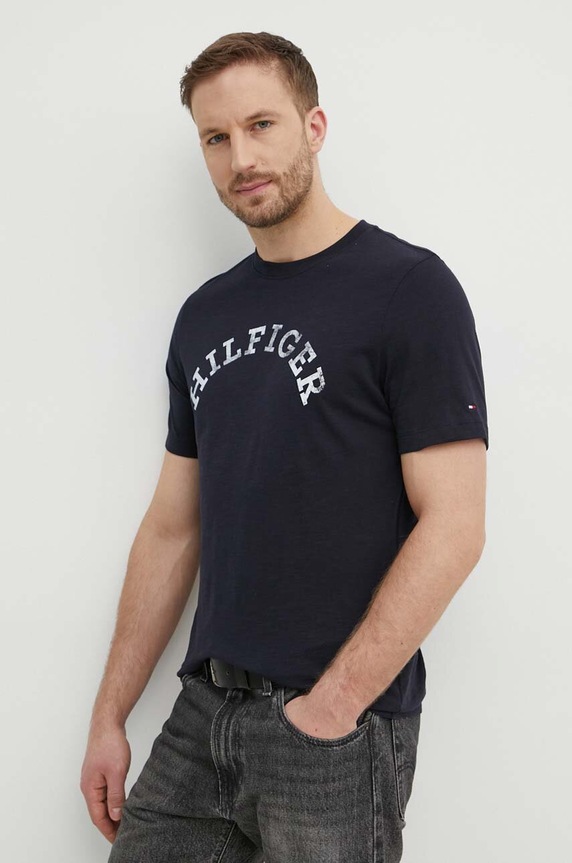Tommy Hilfiger t-shirt bawełniany granatowy MW0MW34432
