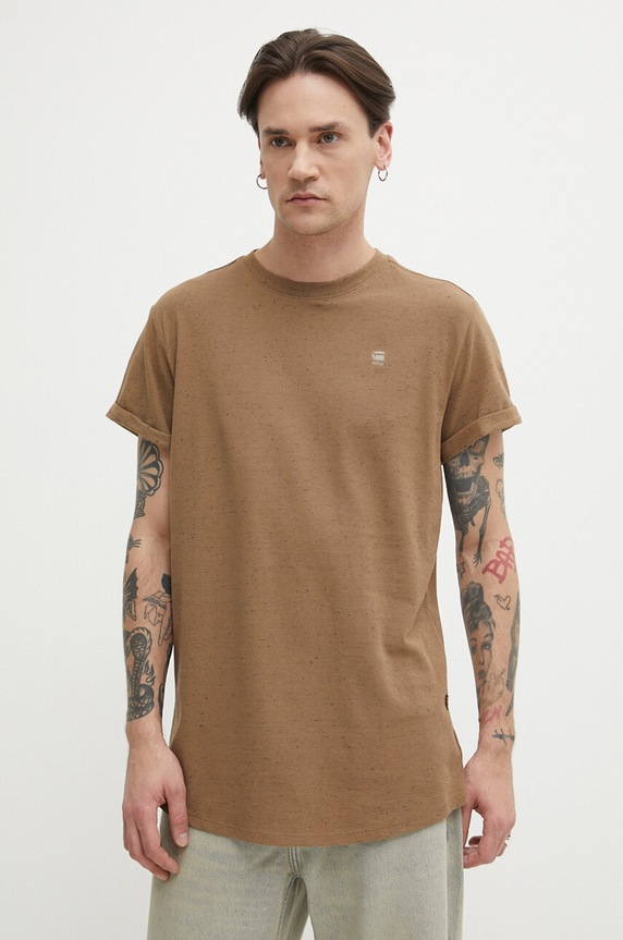 G-Star t-shirt bawełniany brązowy D16396.D565
