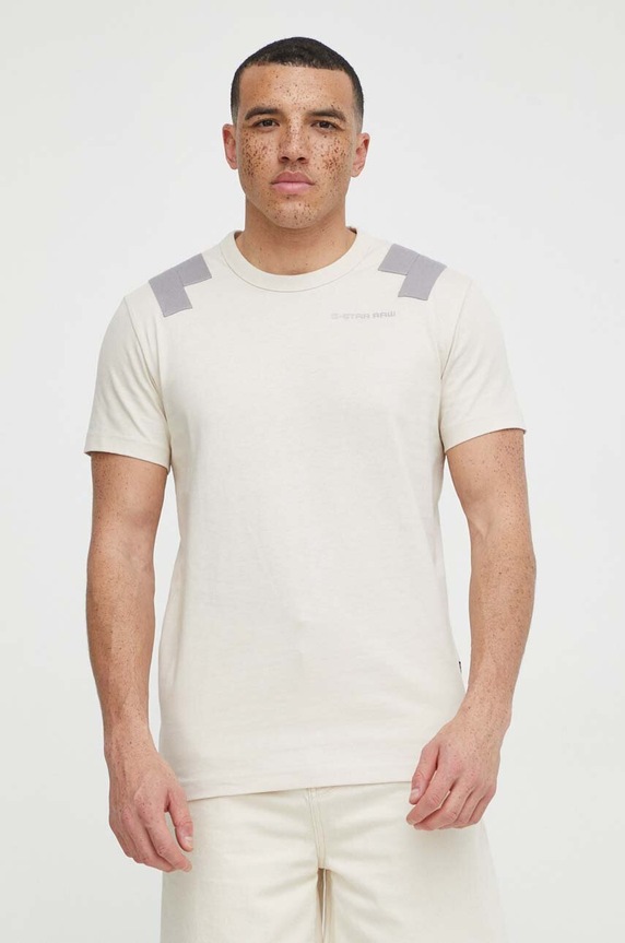 G-Star t-shirt bawełniany beżowy D24433.C336