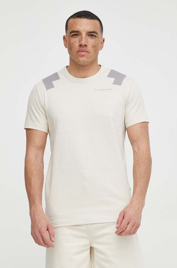 G-Star t-shirt bawełniany beżowy D24433.C336