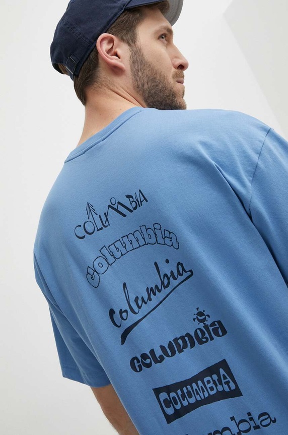 Columbia tricou Burnt Lake print albastru 2071711