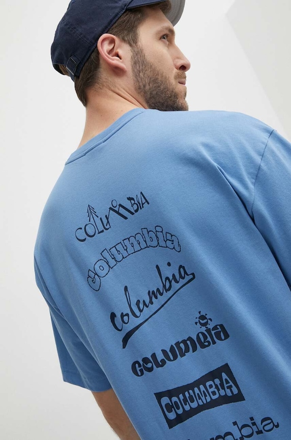 Columbia tricou Burnt Lake print albastru 2071711