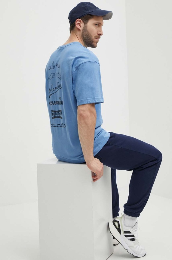 Îmbrăcăminte Columbia tricou Burnt Lake 2071711 albastru