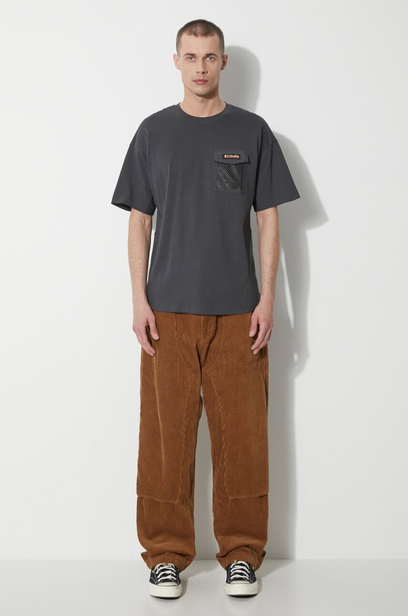 Bavlněné tričko Columbia Painted Peak 2074481 šedá SS24