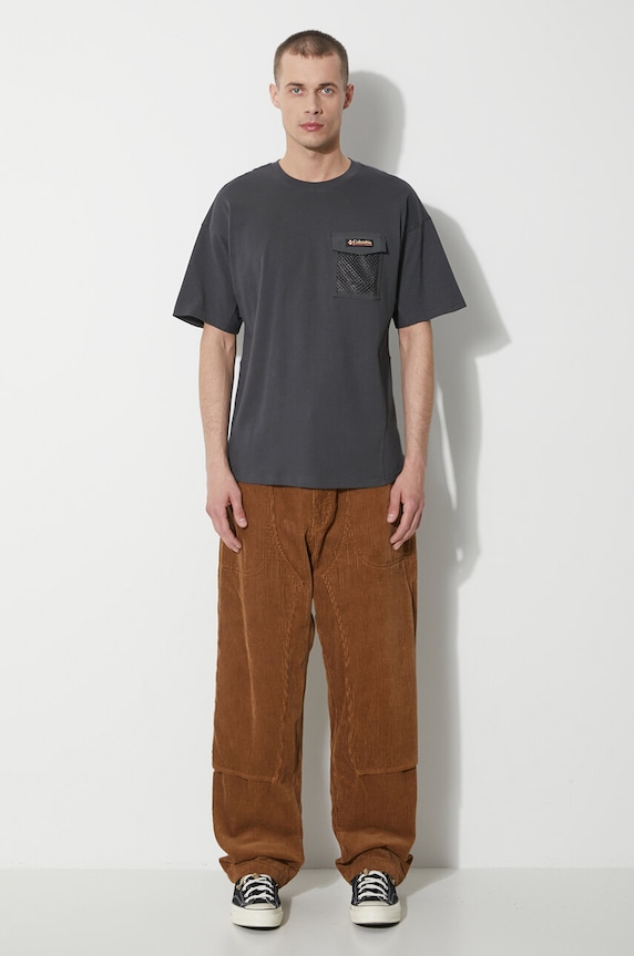 Bavlněné tričko Columbia Painted Peak 2074481 šedá SS24