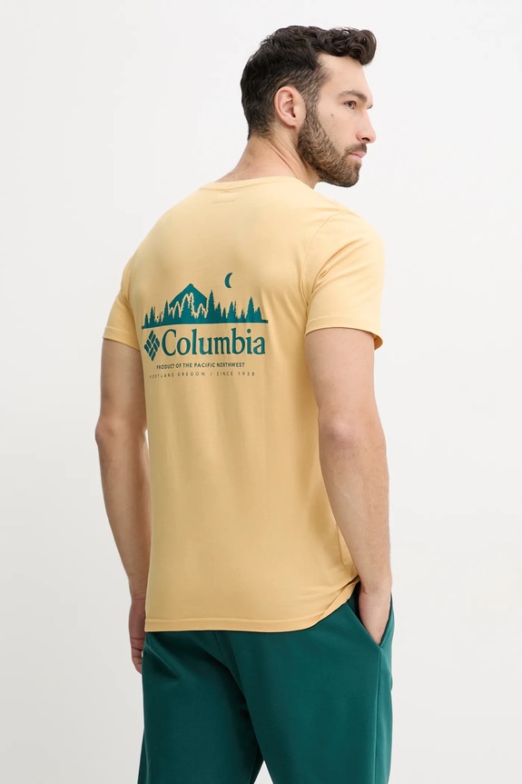 Columbia t-shirt bawełniany Rapid Ridge nadruk żółty 1934824.