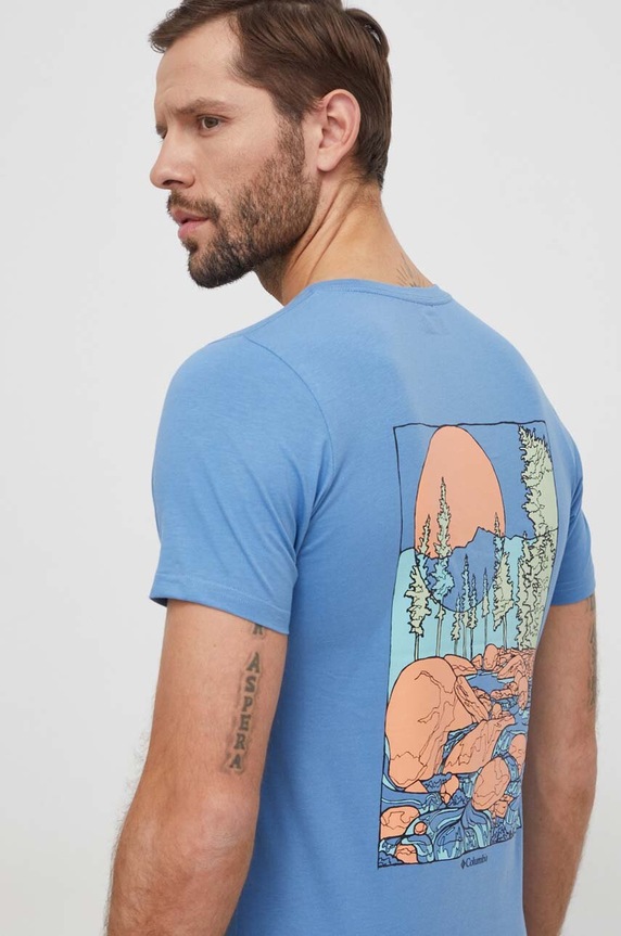 Columbia tricou din bumbac Rapid Ridge print albastru 1934824.