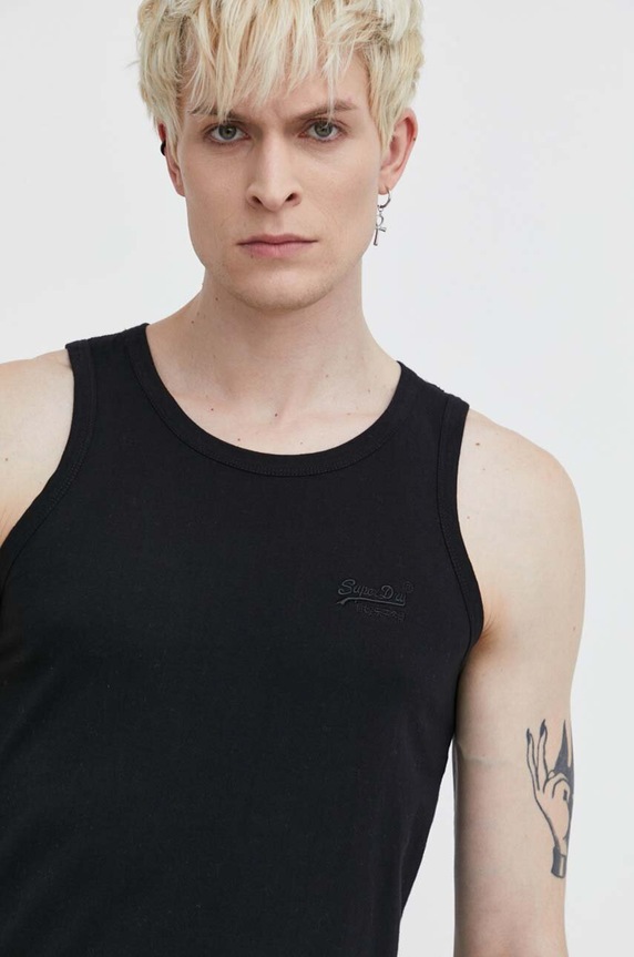 Superdry pamut póló pamut fekete M6010819A.02A