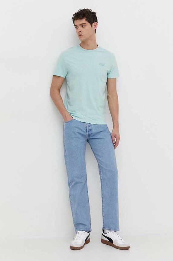 Superdry pamut póló M1011245A.9VQ türkiz SS24