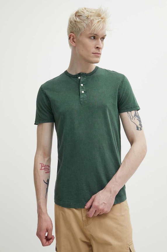 Bavlněné tričko Superdry slim zelená M1011890A.FPX