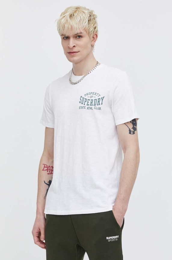 Βαμβακερό μπλουζάκι Superdry λευκό M1011903A.RAV