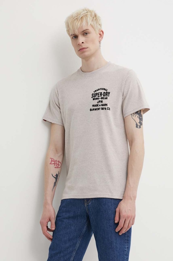 Superdry tricou melanj bej M1011906A.2AH