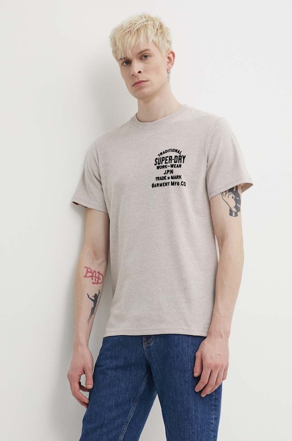 Superdry tricou melanj bej M1011906A.2AH
