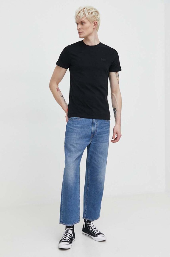 Superdry t-shirt bawełniany M1011245M.16A czarny SS24