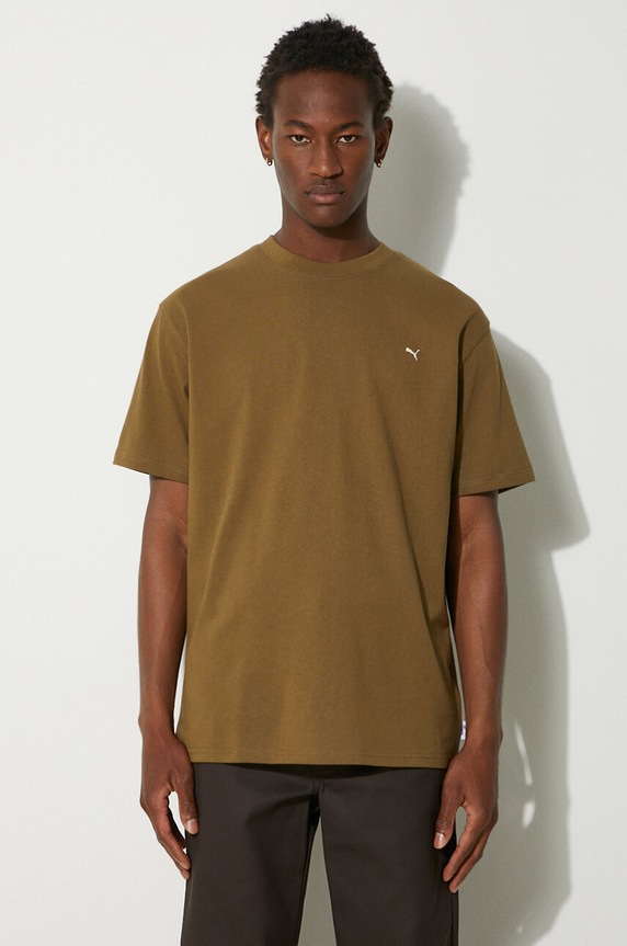 Puma t-shirt bawełniany MMQ gładkie zielony 624009