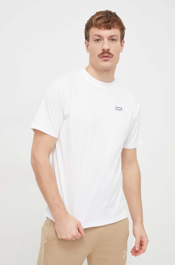 Bavlnené tričko Puma jednofarebný biela 624772
