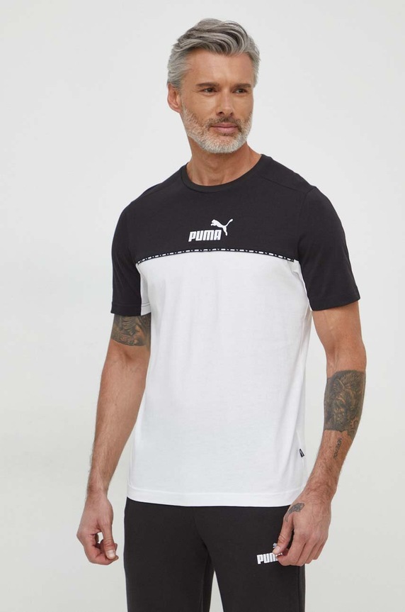 Βαμβακερό μπλουζάκι Puma λευκό 673341