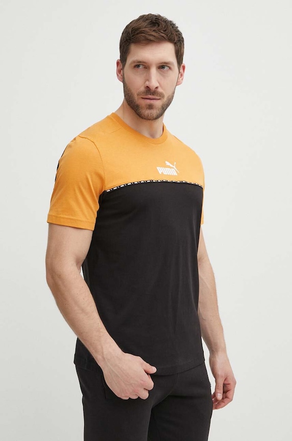 Puma t-shirt bawełniany wzorzyste brązowy 673341