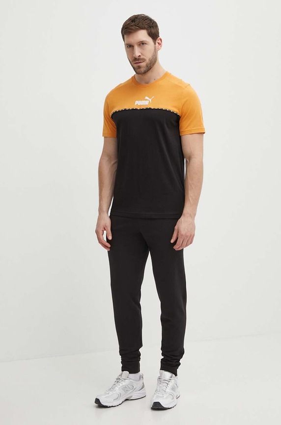 Puma t-shirt bawełniany 673341 brązowy SS24