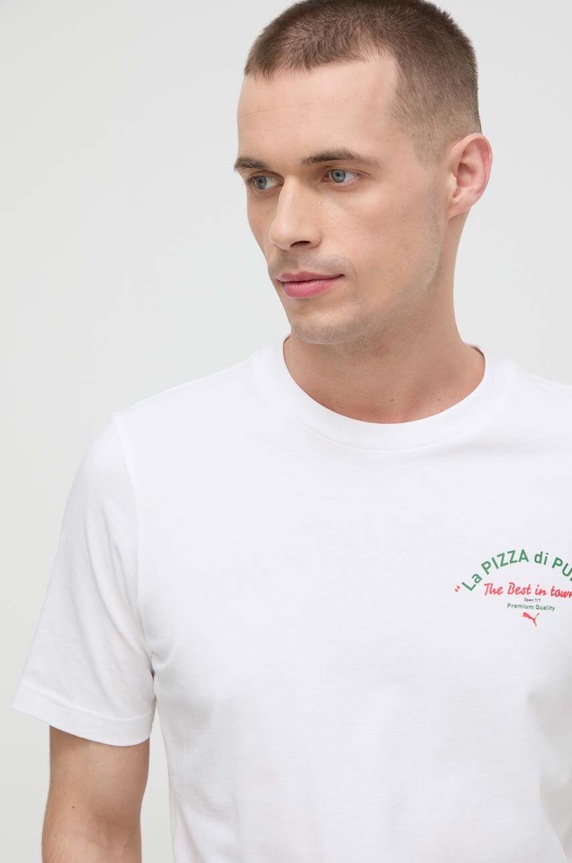 Βαμβακερό μπλουζάκι Puma λευκό 625415