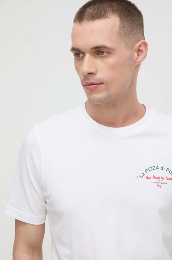 Βαμβακερό μπλουζάκι Puma λευκό 625415