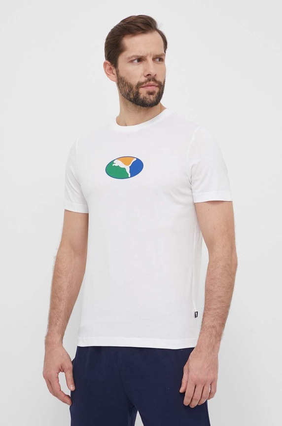 Puma t-shirt bawełniany biały 680183