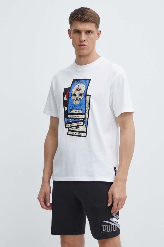 Puma t-shirt bawełniany biały 624776