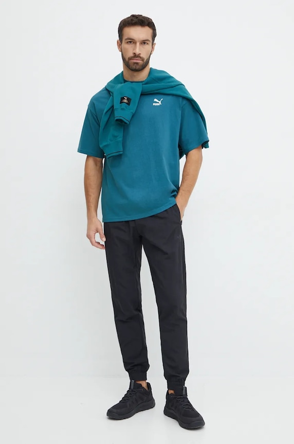 Bavlněné tričko Puma BETTER CLASSICS 679188 tyrkysová SS24