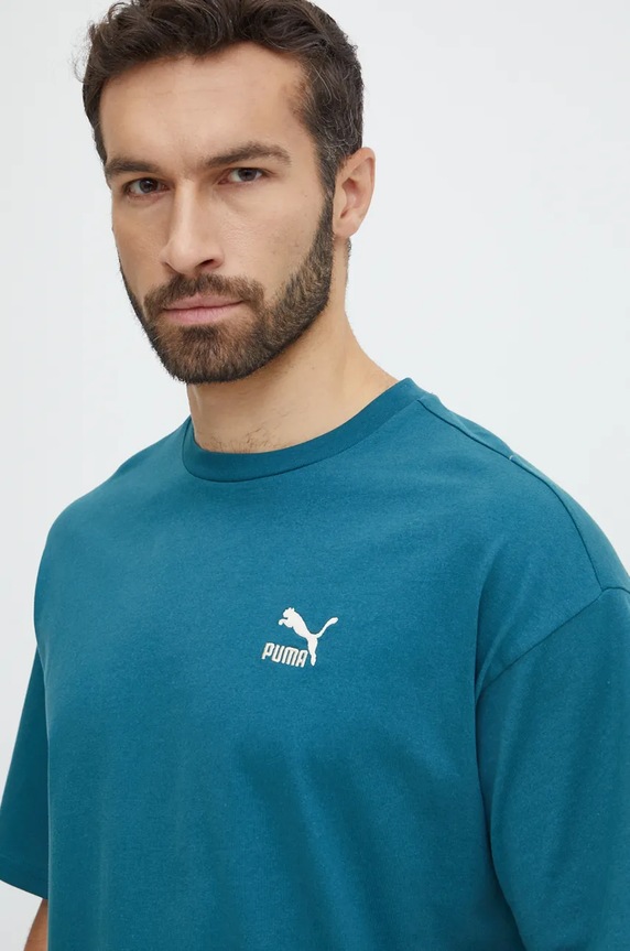 Bavlněné tričko Puma BETTER CLASSICS tyrkysová 679188