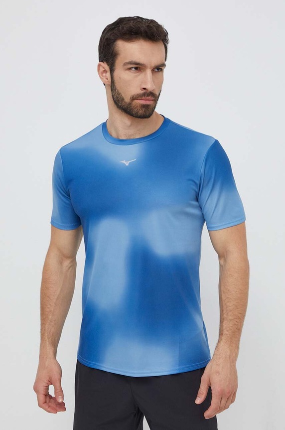Mizuno t-shirt do biegania Core Graphic regular niebieski J2GAB010