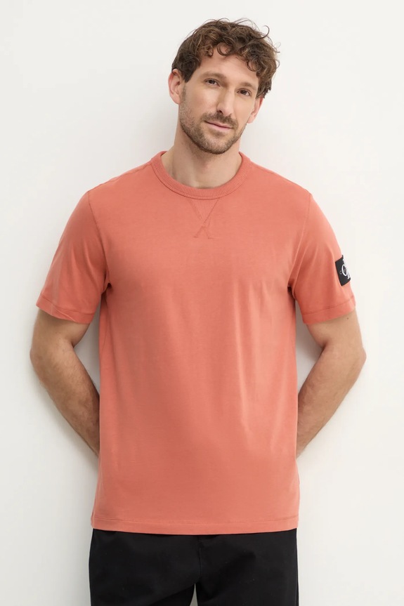 Calvin Klein Jeans t-shirt bawełniany bawełna pomarańczowy J30J323484
