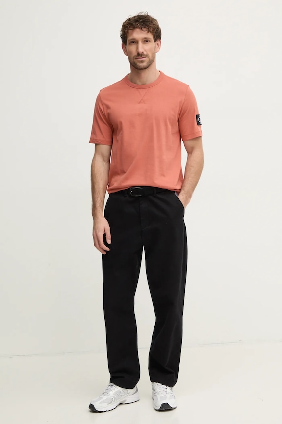 Calvin Klein Jeans t-shirt bawełniany J30J323484 pomarańczowy AA00