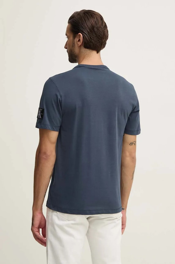 Oblečení Bavlněné tričko Calvin Klein Jeans J30J323484 námořnická modř
