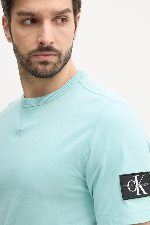 Bavlnené tričko Calvin Klein Jeans tyrkysová J30J323484
