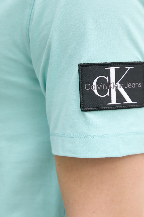 Bavlnené tričko Calvin Klein Jeans J30J323484 tyrkysová