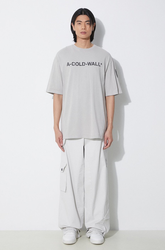 A-COLD-WALL* t-shirt in cotone Overdye Logo T-Shirt ACWMTS186 grigio SS24