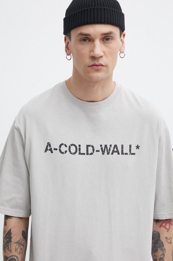 Bavlnené tričko A-COLD-WALL* Overdye Logo T-Shirt sivá ACWMTS186