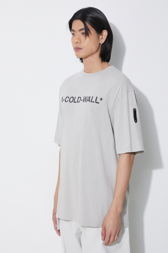 A-COLD-WALL* t-shirt in cotone Overdye Logo T-Shirt grigio ACWMTS186