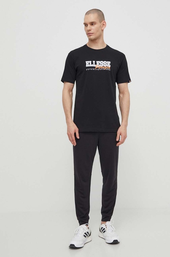 Βαμβακερό μπλουζάκι Ellesse Zagda T-Shirt SHV20122 μαύρο SS24