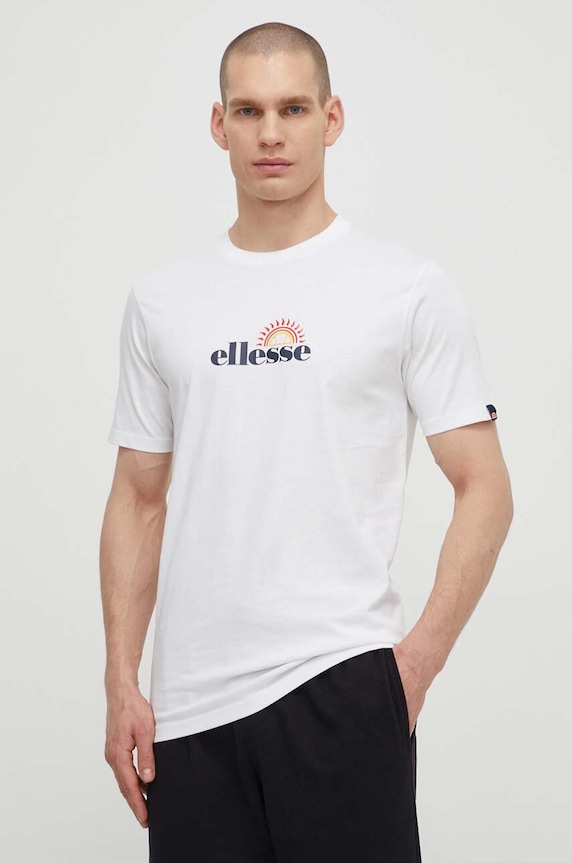 Bavlněné tričko Ellesse Trea T-Shirt potisk bílá SHV20126