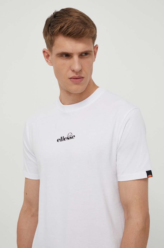 Ellesse t-shirt bawełniany Ollio Tee nadruk biały SHP16463