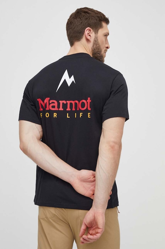 Marmot sportos póló Marmot For Life nyomtatásos fekete M15345