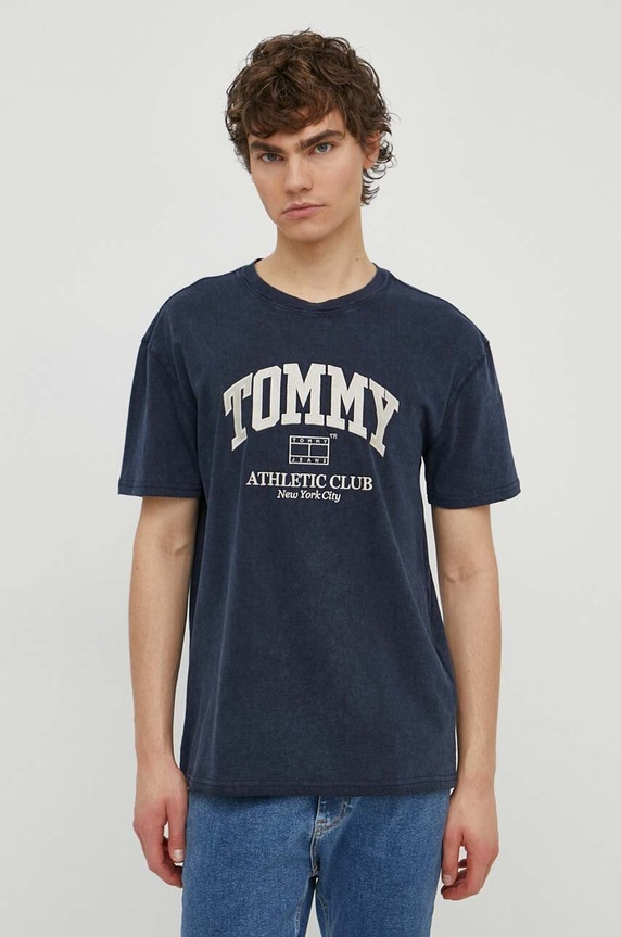 Tommy Jeans tricou din bumbac bleumarin DM0DM18557