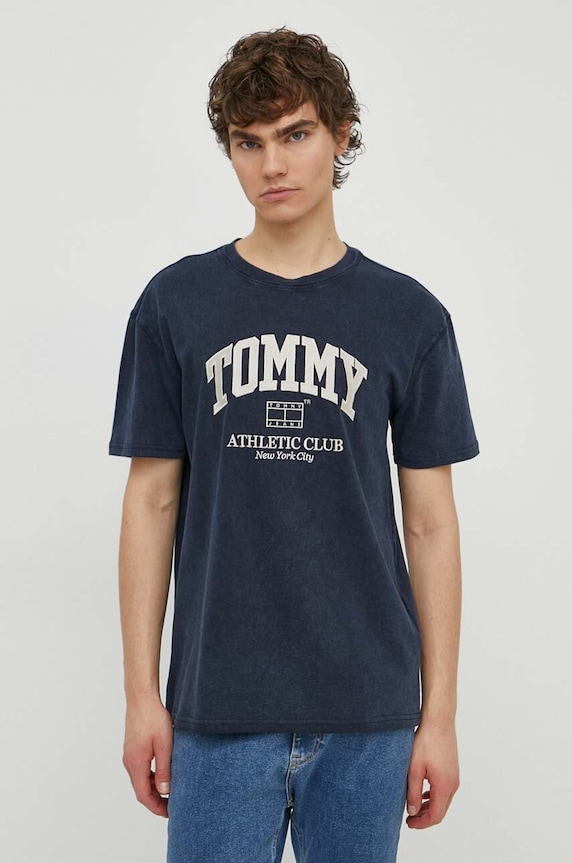Tommy Jeans tricou din bumbac bleumarin DM0DM18557
